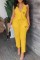 Yellow Casual Print Letter V Neck Sleeveless Two Pieces
