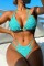 Light Blue Sexy Solid Bandage Backless Swimwears (With Paddings)