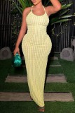 Green Sexy Solid Backless Cross Straps Long Dress Dresses