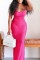 Yellow Sexy Solid Backless Cross Straps Long Dress Dresses