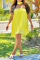 Yellow Casual Elegant Vacation Solid Color Pleated Halter Dresses
