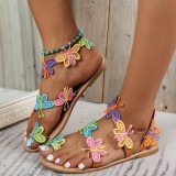 Brown Casual Patchwork Butterfly Round Comfortable Shoes