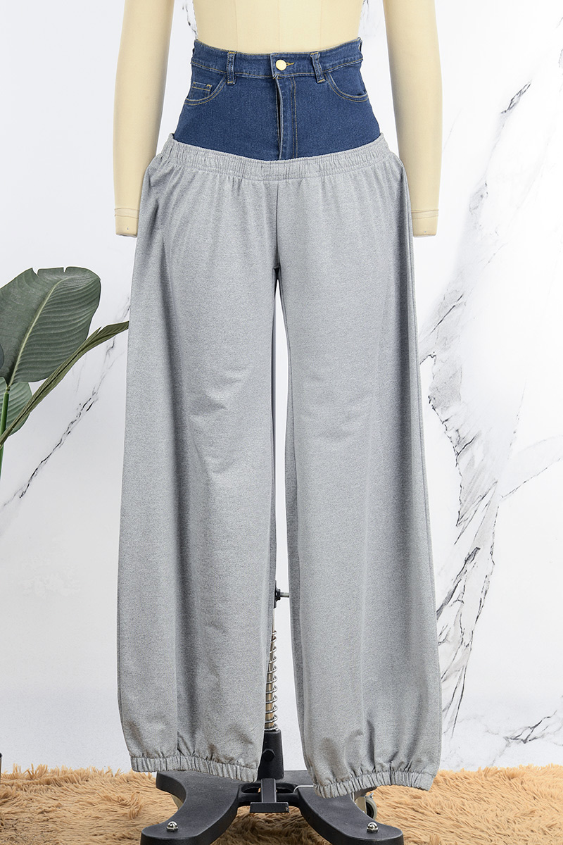 Casual Solid Patchwork Harlan Mid Waist Harlan Solid Color Bottoms(7 Colors)