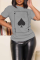 Grey Casual Daily Print Patchwork O Neck T-Shirts