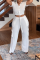 White Casual Street Solid Buckle Turndown Collar Short Sleeve Two Pieces