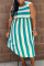 Turquoise Casual Simplicity Basis Striped Printing O Neck Sleeveless Dress Dresses