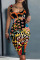 Black Casual Print Basic U Neck Vest Dress Dresses