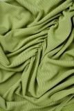 Green Yellow Sexy Solid Patchwork Draw String Fold O Neck Pencil Skirt Dresses