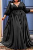 Red Sexy Casual Elegant Formal Solid Slit Fold Princess Plus Size Dresses