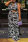 Black Plus Size Casual Print Strap Design Printing