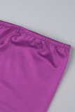 Red Purple Sexy Gradual Change Print Patchwork Strapless Pencil Skirt Dresses