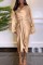 Apricot Casual Solid Basic V Neck Long Sleeve Two Pieces