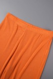 Orange Sexy Casual Solid Bandage Backless Halter Sleeveless Two Pieces