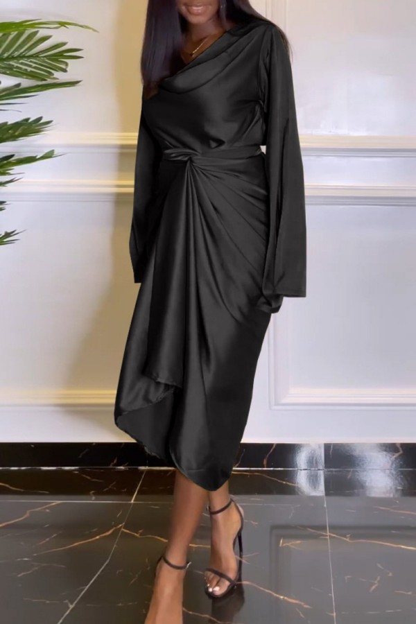 Elegant Simplicity Solid Strap Design V Neck Long Sleeve Two Pieces