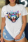 White Daily Vintage Print Patchwork O Neck T-Shirts