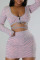 Pink Sexy Casual Street Leopard Strap Design U Neck Long Sleeve Two Pieces