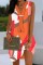 Orange Casual Print Patchwork V Neck Sleeveless Dress Dresses