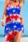 Blue Red Casual Print Basic O Neck Sleeveless Dress Dresses