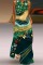 Dark Green Casual Print Basic V Neck Long Dress Dresses