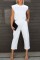White Casual Solid Basic O Neck Sleeveless Two Pieces