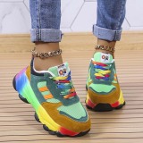 Blue Casual Sportswear Daily Patchwork Round Out Door Shoes