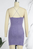 Purple Sexy Casual Solid Backless Spaghetti Strap Sleeveless Dress Dresses