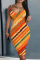 Orange Casual Print Basic U Neck Vest Dress Dresses