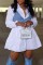 White Casual Solid Basic Turndown Collar Long Sleeve Two Pieces