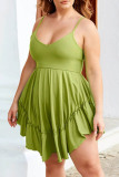 Green Sexy Casual Solid Spaghetti Strap Sleeveless Dress Plus Size Dresses