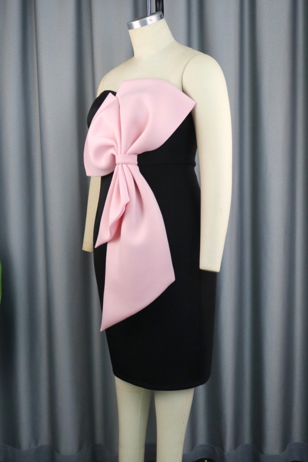 Sexy Formal Patchwork Backless Asymmetrical Contrast Strapless Evening Dress Dresses main image 0