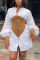 White Casual Sweet Daily Simplicity Patchwork Contrast Asymmetrical Collar Long Sleeve Dresses