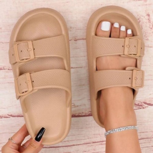 Khaki Daily Living Patchwork Solid Color Round Comfortable Shoes