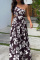 Brown Casual Elegant Vacation Floral Hollowed Out One Shoulder Printed Dress Dresses