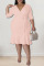 Apricot Casual Solid Bandage Patchwork Flounce V Neck Straight Plus Size Dresses