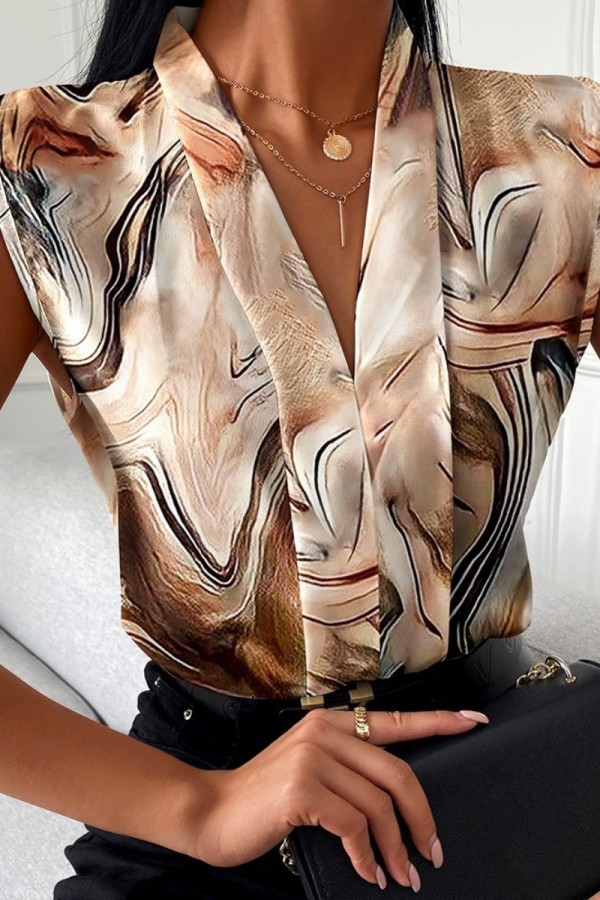 Casual College National Totem Patchwork V Neck Tops(8 Colors)