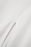 White Sexy Solid High Opening Turtleneck Irregular Dress Dresses