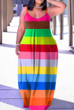 Multi-color Sexy Casual Print Backless Spaghetti Strap Long Dress Dresses