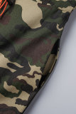 Camouflage Casual Camouflage Print Patchwork Zipper Collar Regular Jumpsuits