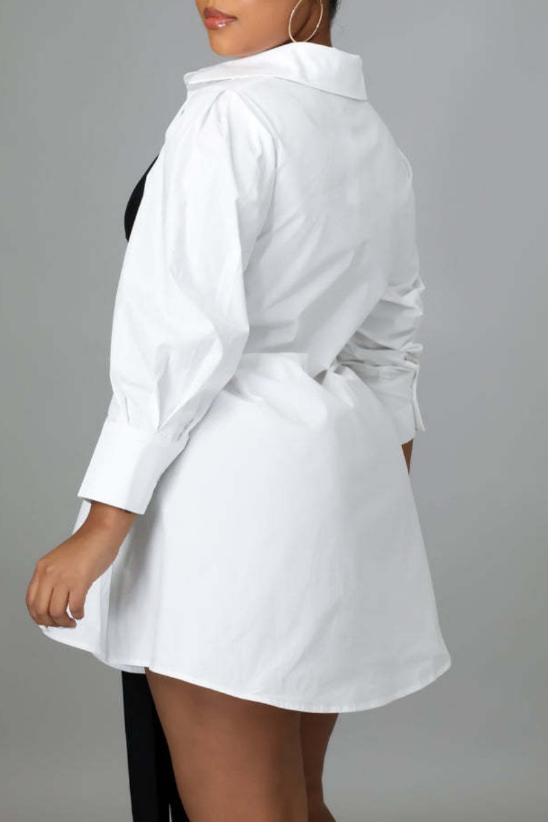 Casual Sweet Plaid Buckle Contrast Turndown Collar Shirt Dresses