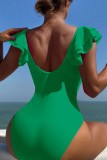 Green Sexy Solid Patchwork Backless Swimwears (With Paddings)