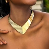 Gold Casual Solid Basic Necklaces