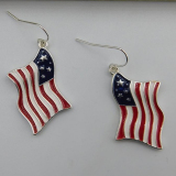 Silver Independence Day Flag Oil Drip Alloy Earrings