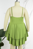 Green Sexy Casual Solid Spaghetti Strap Sleeveless Dress Plus Size Dresses
