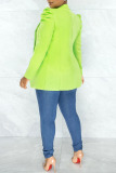 Light Green Fashion Casual Solid Patchwork Turn-back Collar Outerwear