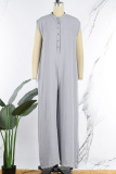 Cream White Casual Solid Patchwork V Neck Regular Jumpsuits
