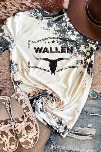 White Casual Print Basic O Neck T-Shirts