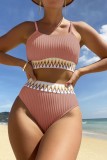 White Sexy Print Patchwork Backless Swimwears (With Paddings)
