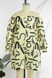 Yellow Casual Basis Not Positioning Printed Printing Off the Shoulder Loose Jumpsuits