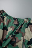 Green Casual Basis Not Positioning Printed Printing Off the Shoulder Loose Jumpsuits