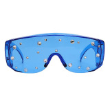 Blue Casual Daily Solid Patchwork Rhinestone Sunglasses